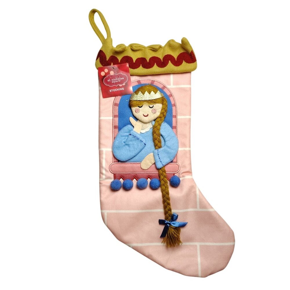 St. Nicholas Square Princess Themed Pink Christmas Stocking With Braid Detail